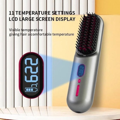 Peigne à cheveux droits rechargeable sans fil à ion négatif portatif de voyage n'endommageant pas le lissage des cheveux et le fer plat à double