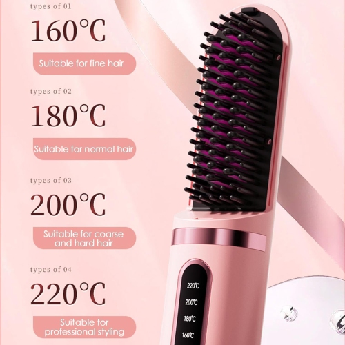 (Sakura Pink) Multifunctional hair straightener Portable hair straightener Electric hair straightener Intimate wireless hair straightener Easy to use