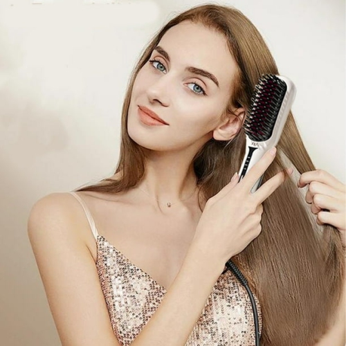 Professional Straightening Comb - LCD Temperature Display, Heat-Resistant Bristles, Travel-Friendly