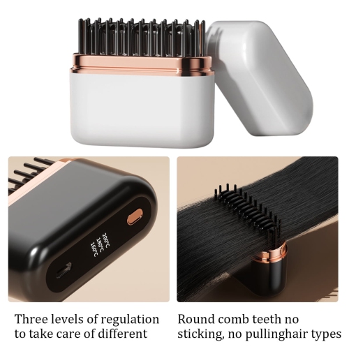 Fer plat blanc sans fil – format de poche, peigne lissant, mini fer plat portatif, rechargeable par USB, écran ACL, idéal pour la maison, les voyages