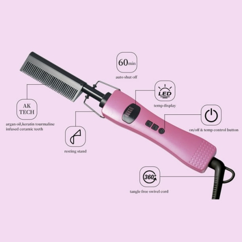 Le peigne à cheveux frisés et droits bangue le peigne à cheveux frisés domestique à double usage sec et humide Le fer plat à friser électrique