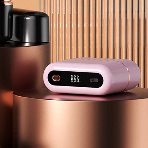 Fer plat rose sans fil – format de poche, peigne lissant, mini fer plat portatif, rechargeable par USB, écran ACL, idéal pour la maison, les voyages