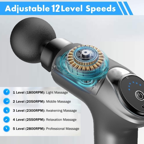 Pistolet de massage à percussion pour les tissus profonds, appareil de massage électrique portatif ultra-silencieux pour sports, 4 têtes de massage