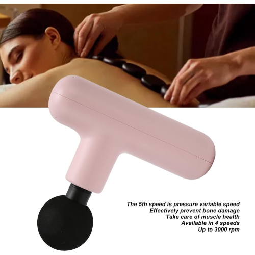 Mini Hand Muscle Massager, Deep Tissue Relaxation Massage Gun with 4 Massage Heads, Portable Small Percussion Muscle Massager——Pink
