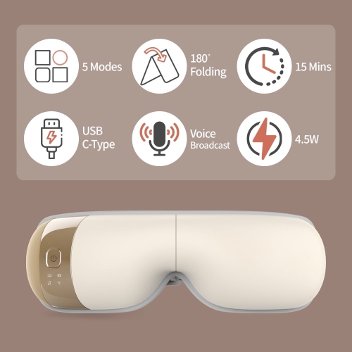 Eye massager with heating and vibration function │ Suitable for dry eyes, relieve eye fatigue, dark circles, eye bags, improve sleep——White