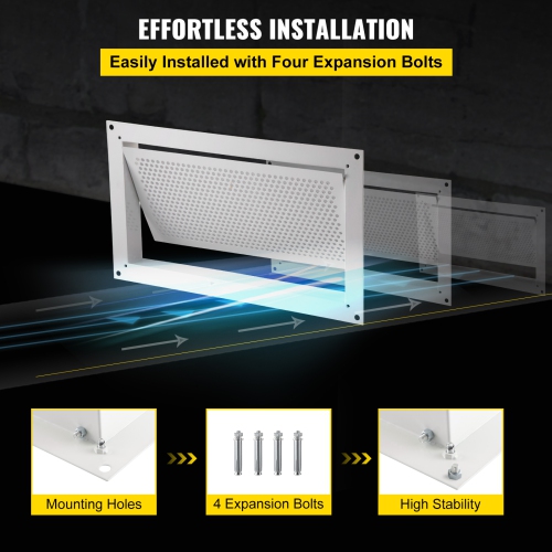 VEVOR Flood Vent, 8" Height x 16" Width x 2" Depth Foundation Flood Vent,to Reduce Foundation Damage and Flood Risk, White, Wall Mounted, for Crawl