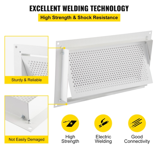 VEVOR Flood Vent, 8" Height x 16" Width x 2" Depth Foundation Flood Vent,to Reduce Foundation Damage and Flood Risk, White, Wall Mounted, for Crawl