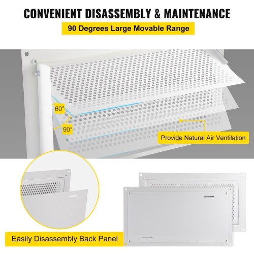 VEVOR Flood Vent, 8" Height x 16" Width x 2" Depth Foundation Flood Vent,to Reduce Foundation Damage and Flood Risk, White, Wall Mounted, for Crawl