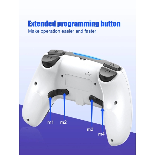 Wireless Game Controller Gamepad with Charging Indicator - White
