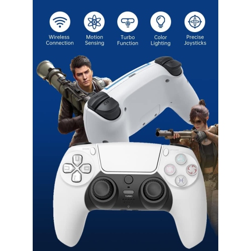 P4 game controller is suitable for computer Bluetooth wireless controller vibration PS4 game controller——White