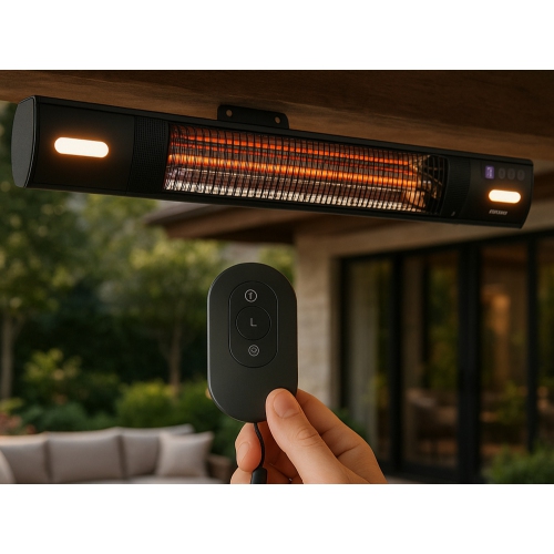 Chaufferette électrique infrarouge pour l'extérieur d'EnerG+ – Fixé au mur avec télécommande