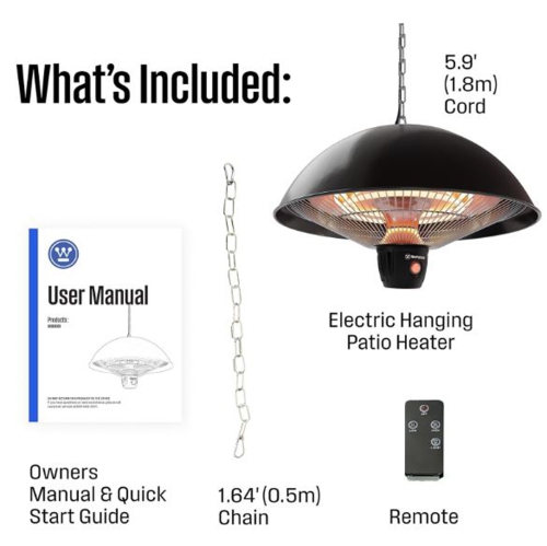 Radiateur électrique à infrarouge pour l'extérieur de Westinghouse - Suspendu