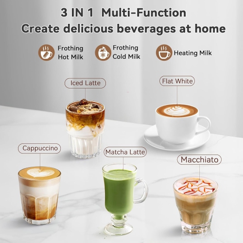 Secura Electric Milk Frother, 500ml Stainless Steel Automatic Milk Steamer for Hot and Cold Foam