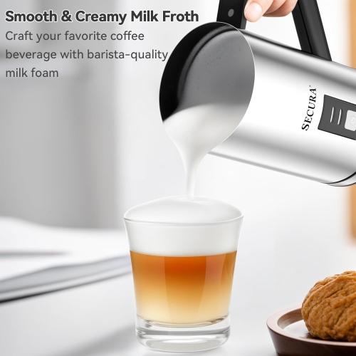 Secura Electric Milk Frother, 500ml Stainless Steel Automatic Milk Steamer for Hot and Cold Foam