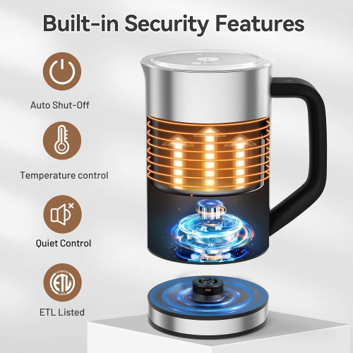Secura Electric Milk Frother, 500ml Stainless Steel Automatic Milk Steamer for Hot and Cold Foam