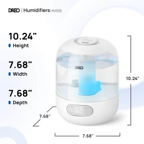 Dreo Ultrasonic Humidifier with Oil Diffuser, 3L Tank, Night Light, 30-Hour Runtime - Cool Mist for Bedroom, Nursery, and Home