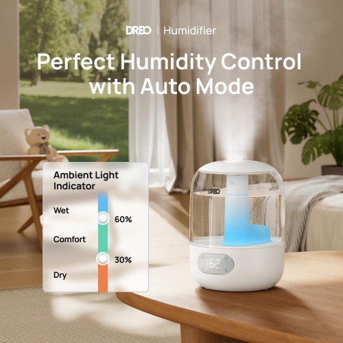 Dreo Ultrasonic Humidifier with Oil Diffuser, 3L Tank, Night Light, 30-Hour Runtime - Cool Mist for Bedroom, Nursery, and Home