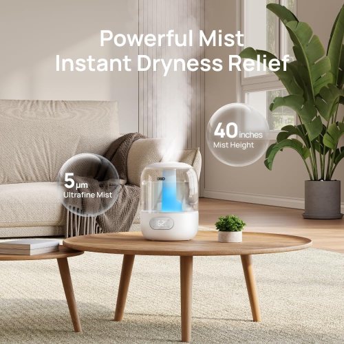 Dreo Ultrasonic Humidifier with Oil Diffuser, 3L Tank, Night Light, 30-Hour Runtime - Cool Mist for Bedroom, Nursery, and Home