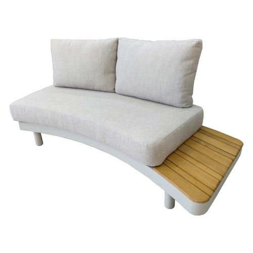 Deko Living 6 Place Seating Outdoor Cream Aluminum and Teak Contour Sofa Set