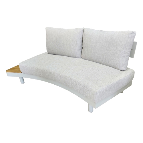 Deko Living 6 Place Seating Outdoor Cream Aluminum and Teak Contour Sofa Set