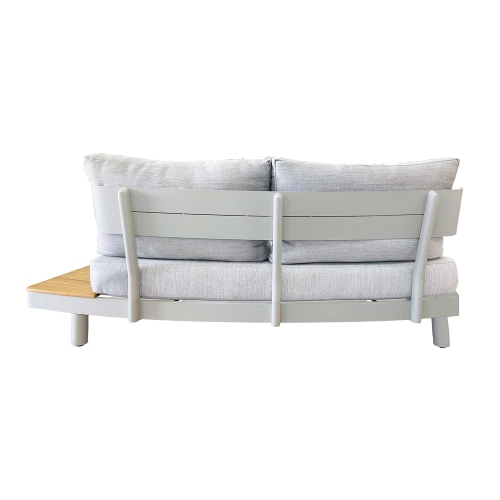 Deko Living 6 Place Seating Outdoor Cream Aluminum and Teak Contour Sofa Set