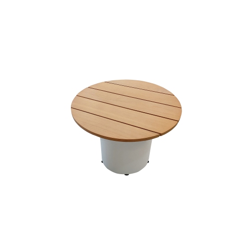 Deko Living 6 Place Seating Outdoor Cream Aluminum and Teak Contour Sofa Set