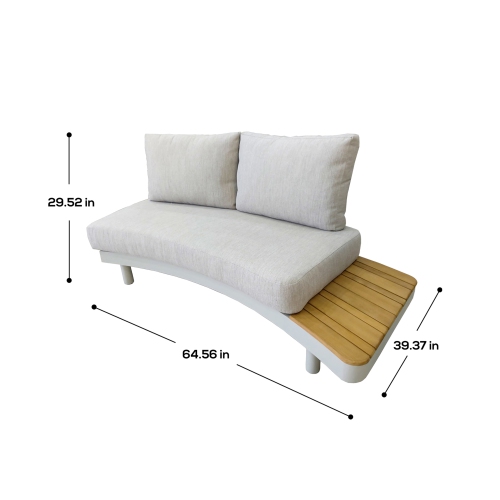Deko Living 6 Place Seating Outdoor Cream Aluminum and Teak Contour Sofa Set