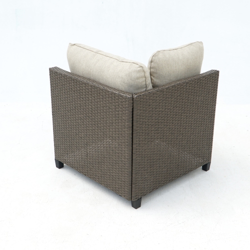 Deko Living 8 Piece Brown Outdoor Sectional Wicker Sofa Chairs and Tables with Interchangable Beige and Red Cushion Covers