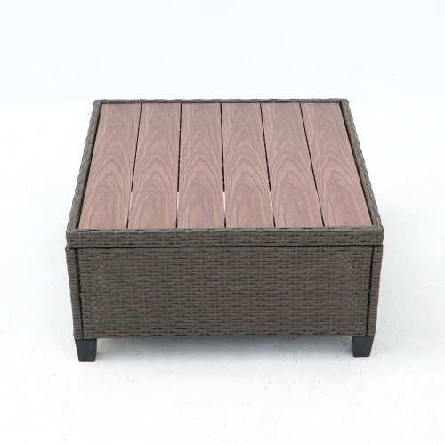 Deko Living 8 Piece Brown Outdoor Sectional Wicker Sofa Chairs and Tables with Interchangable Beige and Red Cushion Covers