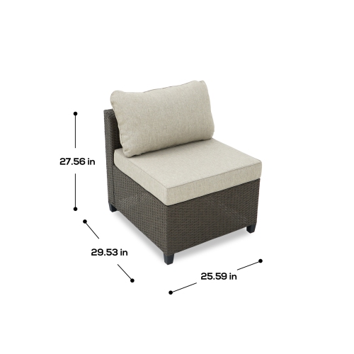 Deko Living 8 Piece Brown Outdoor Sectional Wicker Sofa Chairs and Tables with Interchangable Beige and Red Cushion Covers