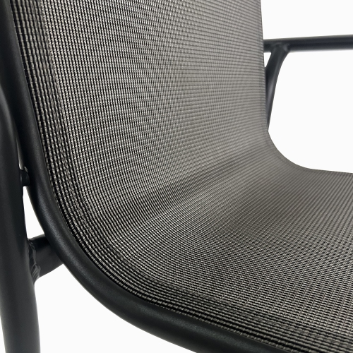 Deko Living 4 Place Seating Grey Outdoor Aluminum Round Patio Dining Table and Stackable Chairs Set