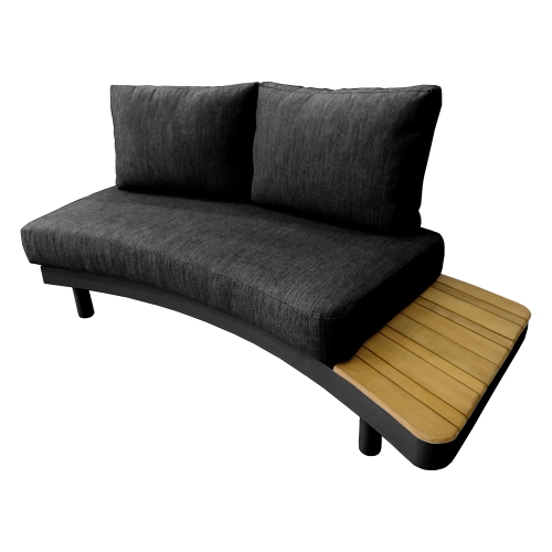 Deko Living 6 Place Seating Outdoor Gray Aluminum and Teak Contour Sofa Set