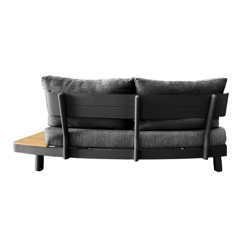 Deko Living 6 Place Seating Outdoor Gray Aluminum and Teak Contour Sofa Set