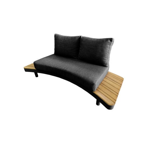 Deko Living 6 Place Seating Outdoor Gray Aluminum and Teak Contour Sofa Set