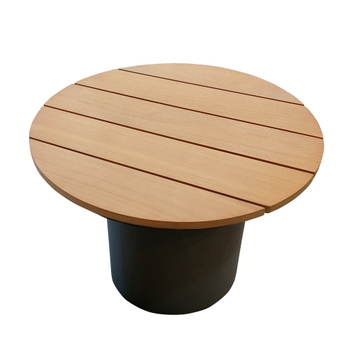 Deko Living 6 Place Seating Outdoor Gray Aluminum and Teak Contour Sofa Set