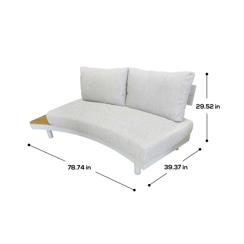 Deko Living 6 Place Seating Outdoor Gray Aluminum and Teak Contour Sofa Set