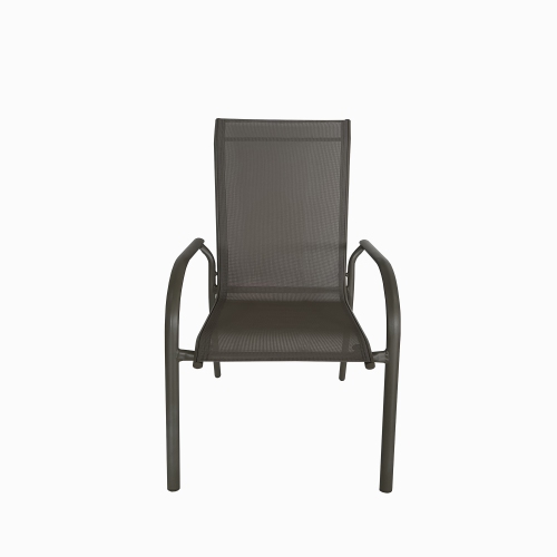 Deko Living 4 Place Seating Champagne Outdoor Aluminum Round Patio Dining Table and Stackable Chairs Set