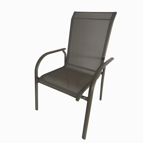 Deko Living 4 Place Seating Champagne Outdoor Aluminum Round Patio Dining Table and Stackable Chairs Set