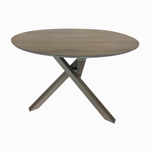 Deko Living 4 Place Seating Champagne Outdoor Aluminum Round Patio Dining Table and Stackable Chairs Set