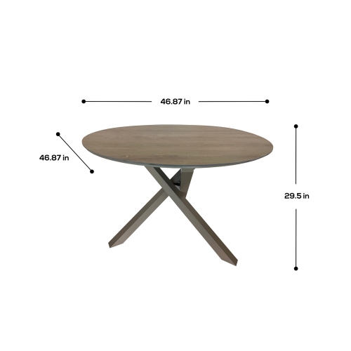 Deko Living 4 Place Seating Champagne Outdoor Aluminum Round Patio Dining Table and Stackable Chairs Set