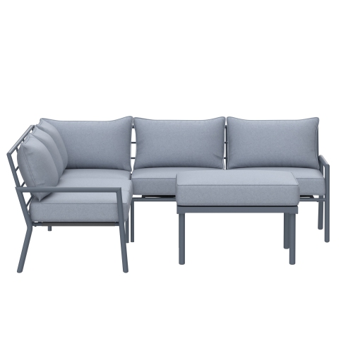 Deko Living 5 Place Seating Outdoor Gray Sofa and Ottoman Set