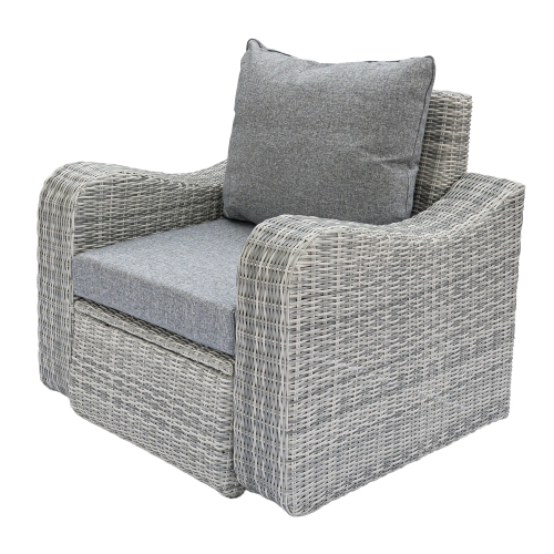 Deko Living 5 Place Seating Gray Outdoor Wicker Sofa and Sofa Chair Set with Table