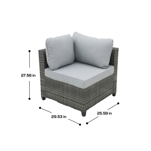 Deko Living 8 Piece Gray Outdoor Sectional Wicker Sofa Chairs and Tables with Interchangable Blue and Gray Cushion Covers