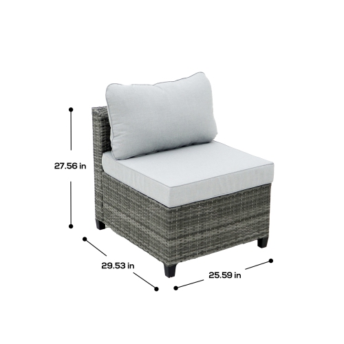 Deko Living 8 Piece Gray Outdoor Sectional Wicker Sofa Chairs and Tables with Interchangable Blue and Gray Cushion Covers