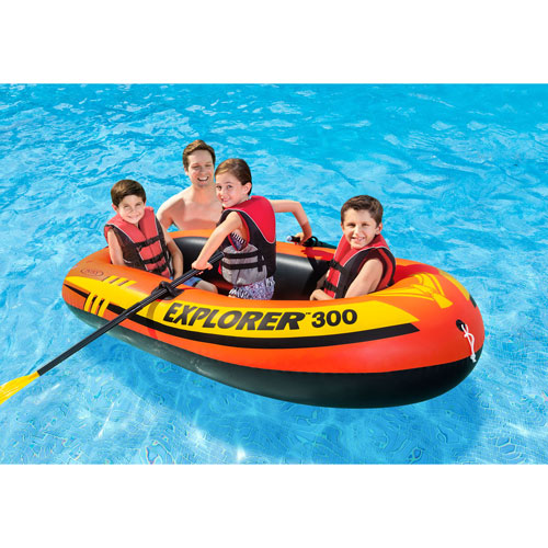 Intex Explorer 300 7 ft. 3-Person Inflatable Boat with Oars - Orange