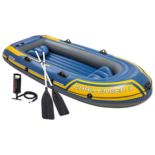 Image 1 de 8.. Bateau gonflable de 9,7 pi pour 3 personnes avec rames Challenger d'Intex