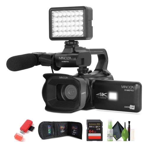 Ensemble avec caméscope MN4KPRO UHD 4K60 de Minolta, carte mémoire SDHC/SDXC UHS-I de 64&nbsp;Go