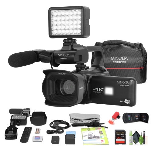 Minolta MN4KPRO UHD 4K60 Camcorder Kit, 128GB SDHC/SDXC UHS-I Card Memory Card