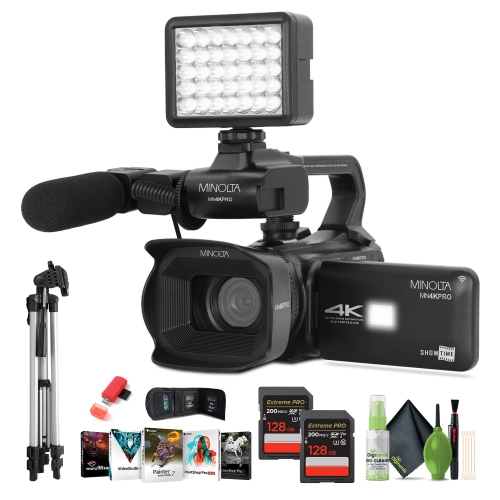 Minolta MN4KPRO UHD 4K60 Camcorder Kit,2x 128GB SDHC/SDXC UHS-I Card Memory Card