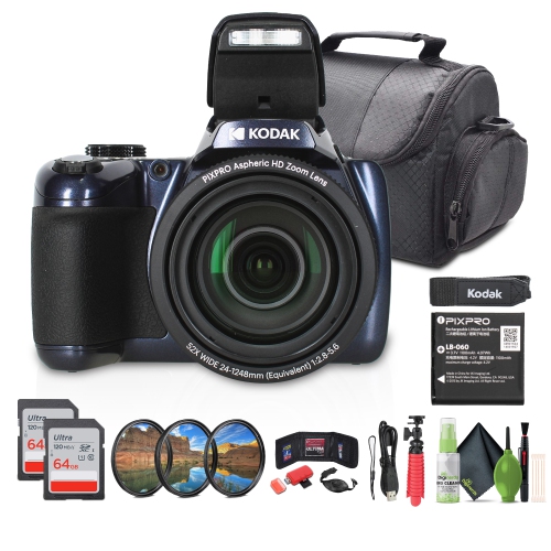Kodak Pixpro AZ528 Digital Camera in Blue Bundle with Accessories